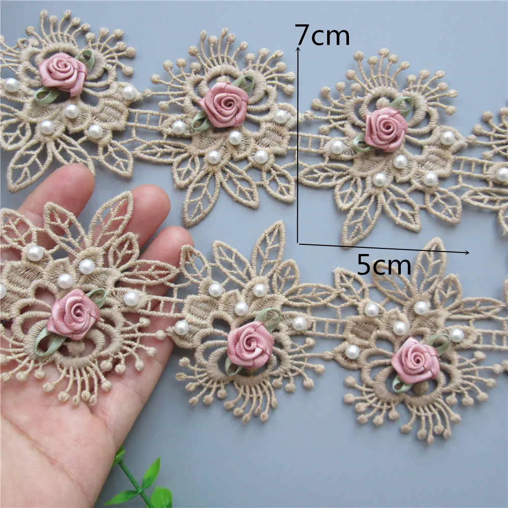 20x золотой жемчуг цветок кружево обрезка вышитая кружевная лента ткань швейное