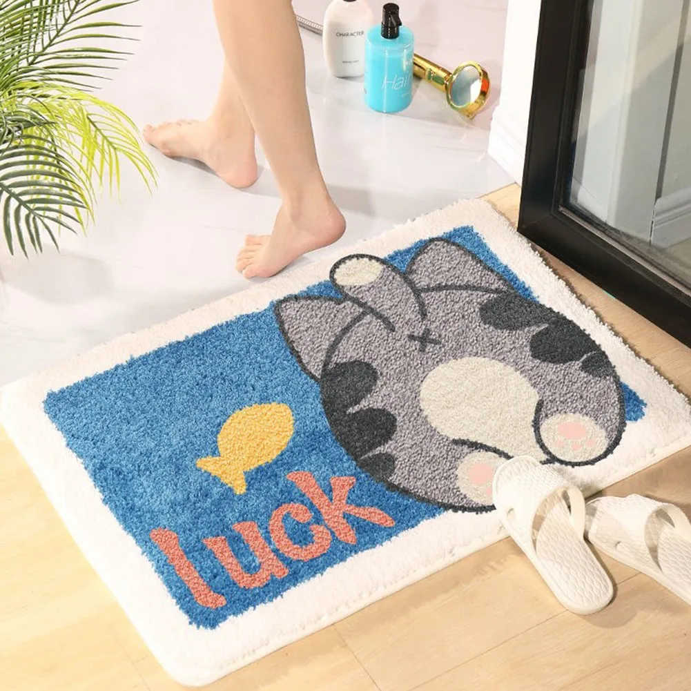 

New Non-Slip Water-Absorbent Floor Mat Cartoon Animals Rainbow Print Bath Doorway Mat Polyester Soft Home Decor Floor Rug Carpet