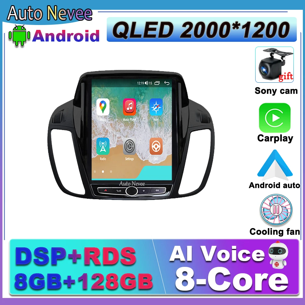 

Автомагнитола на Android 12 для Ford KUGA C-max Escape 2013, 2014, 2015, автомобильное радио в стиле Tesla, мультимедийное видео, Авторадио для Carplay NO 2din