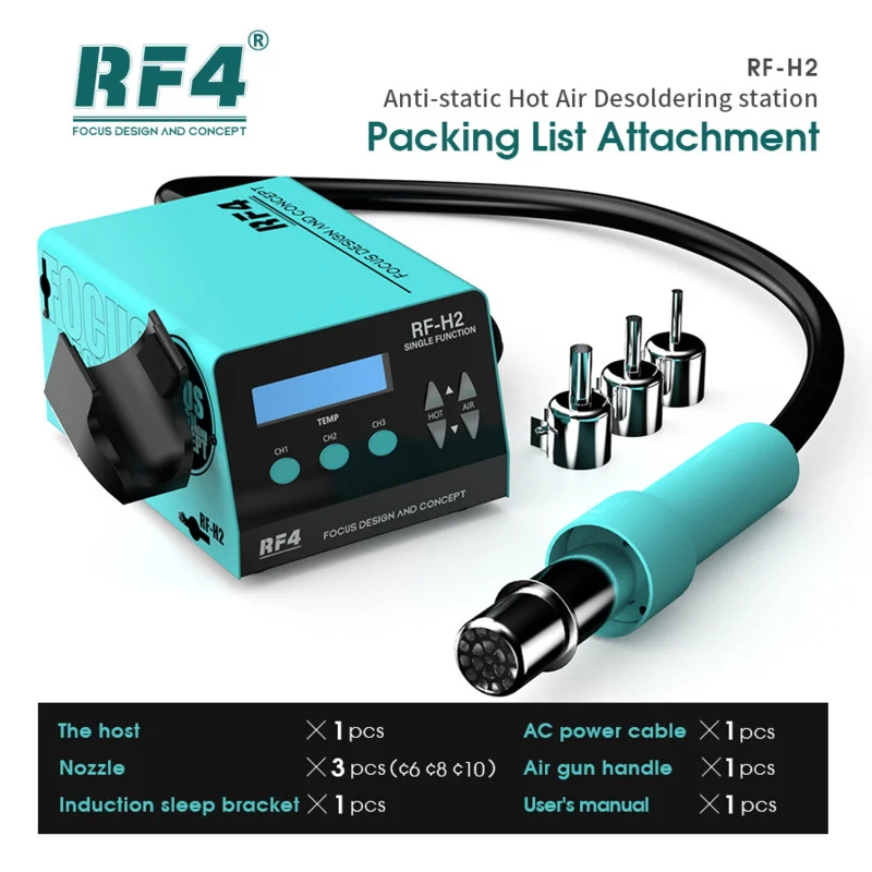 

RF4 RF-H2 Automatic Sleep SMD BGA Hot Air Soldering Rework Station with Digital Screen Phone Desoldering Motherboard IC Repair
