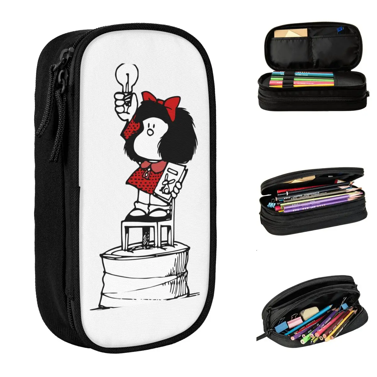 

Mafalda Kawaii Amine Pencil Case Cute Cartoon Pen Bag Student Big Capacity Students School Zipper Pencilcases