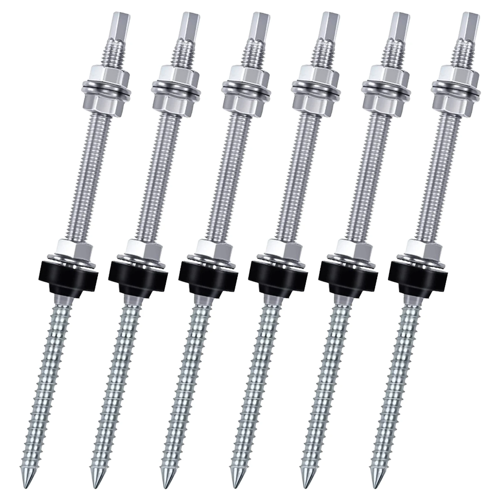 

6pcs Safe Height Adjustable PV System M10 20cm Outdoor Durable Reliable Fixing Hanger Bolts Adapter Lightweight Silver Roof