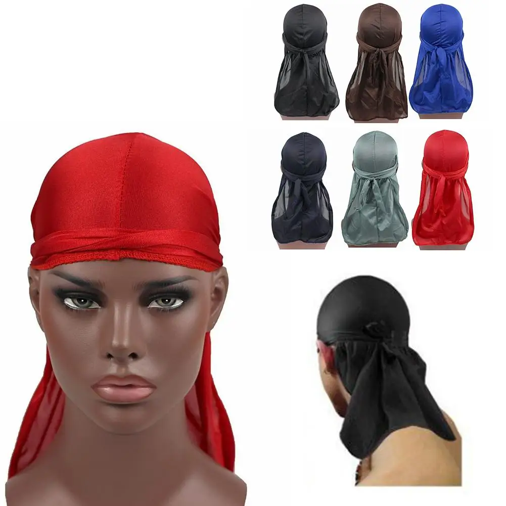 Мужская атласная эластичная кепка в стиле хип-хоп Du Doo Rag Durag парики однотонная