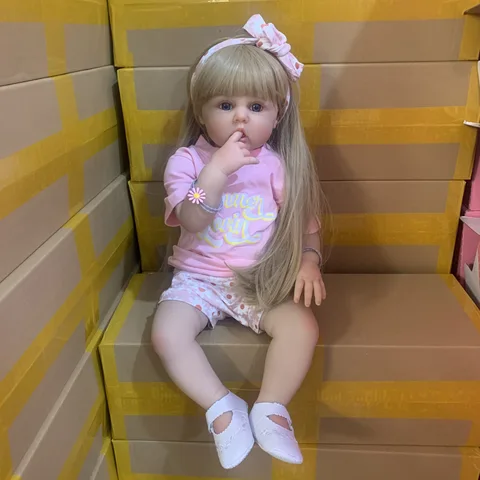 Силиконовая кукла-реборн для девочек, Реалистичная виниловая кукла-принцесса с тканевым телом, подарок на день рождения, наряд, 60 см