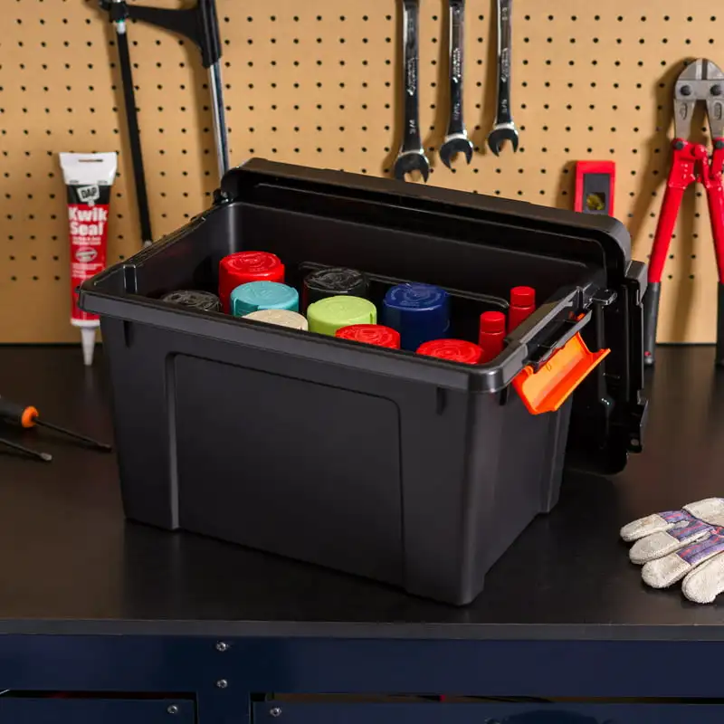

Amazing 5 Gallon Heavy-Duty Black Plastic Storage Box - Strong, Durable and Perfect for Your Storage Needs!