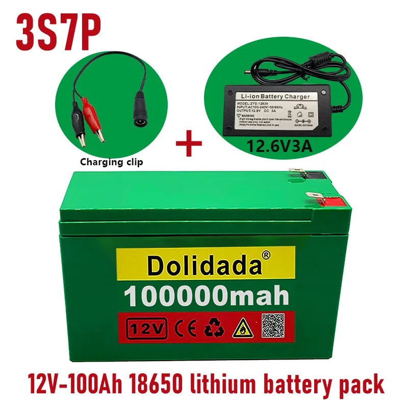 

NEW 12V 3s7p lithium ion battery100Ah is suitable for outdoor lighting of agricultural sprayer sound reserve battery+ charger