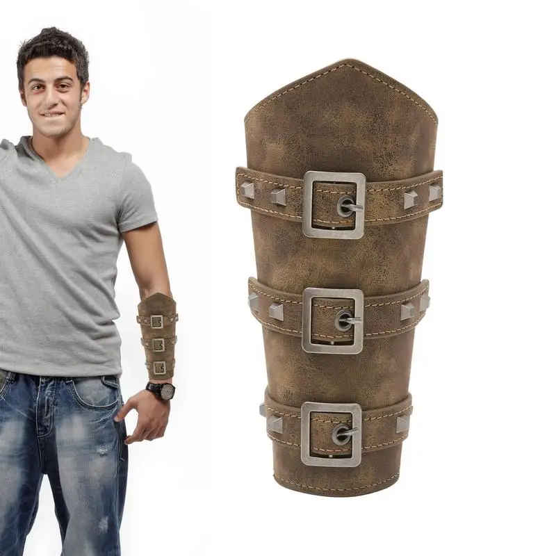 

Artificial Leather Gauntlet Bracers Cosplay Artificial Leather Armor Cuff Guards Gauntlet Bracers Arm Guard Medieval Arm Bracers