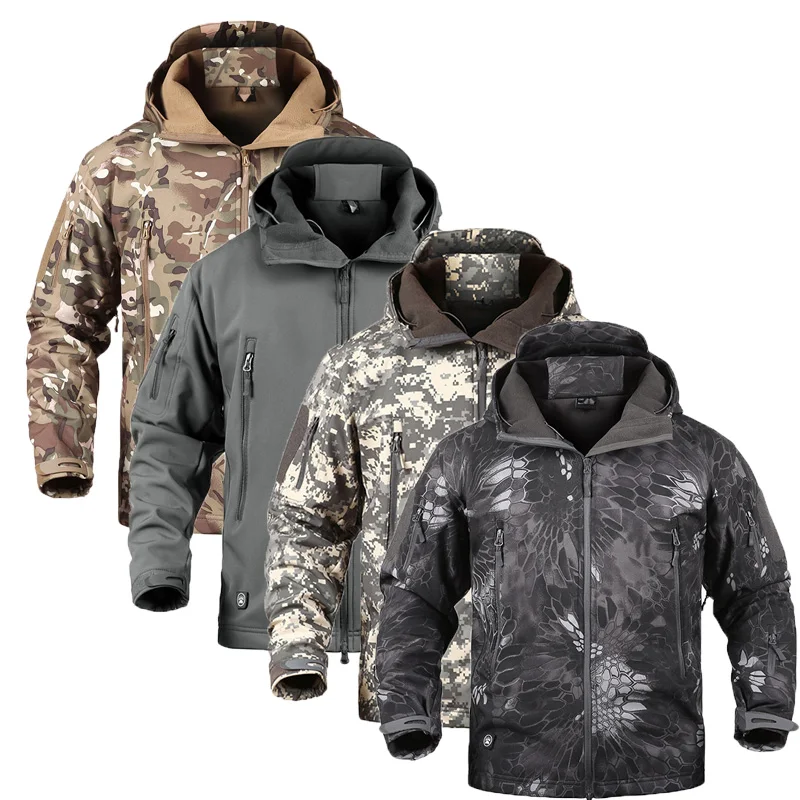 

Tactical TAD Men's Windbreak Jacket Lurker Shark Skin Softshell Hiking Hunting Waterproof Coat Hooded Multicam Coat Outerwear
