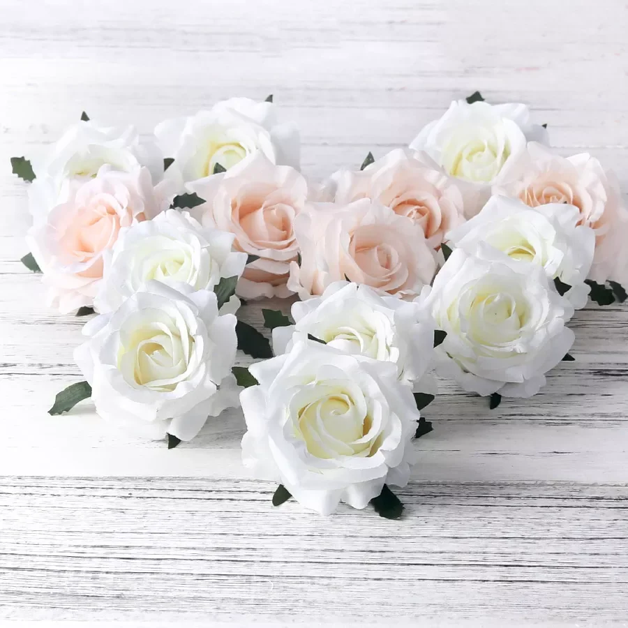 

5pcs artificial roses white silk fake roses flower faux heads high quality DIY wedding home decoration scrapbook accessories
