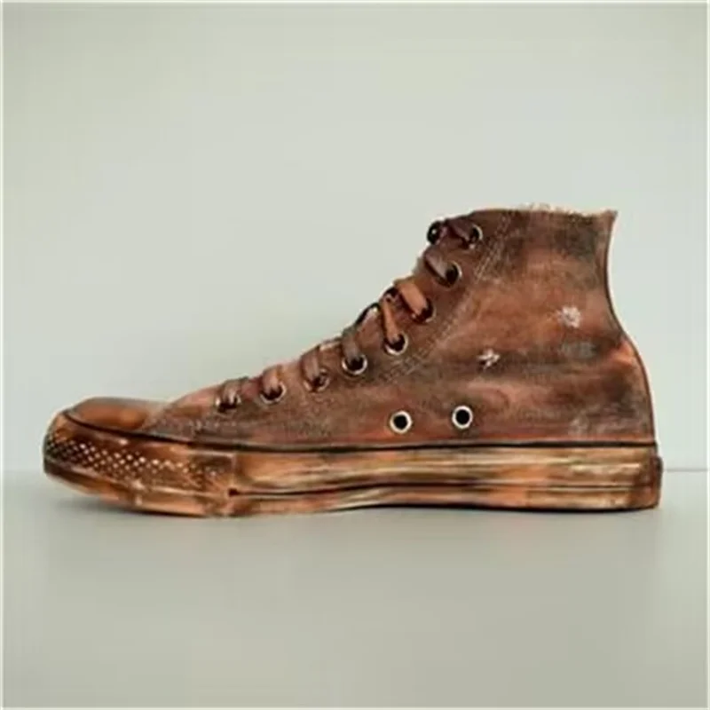 

Винтажные старые парусиновые туфли ручной работы, на толстой подошве, водонепроницаемая повседневная обувь на платформе для мужчин и женщин, Размеры 35-46