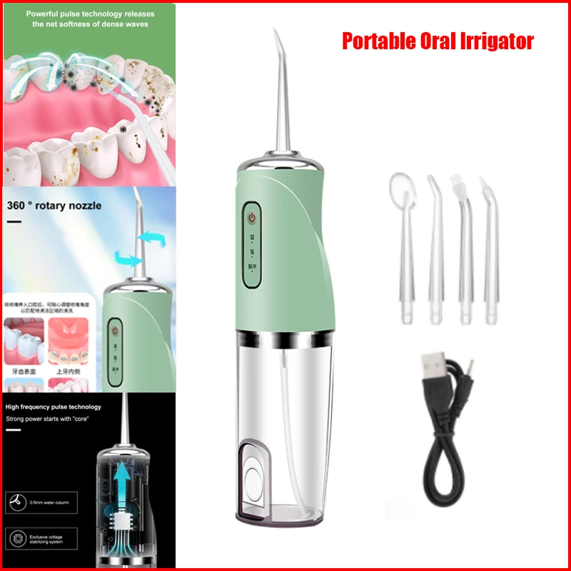 

Portable Oral Irrigator IPX7 Waterproof Dental Water Flosser 220ml 3 Modes USB Rechargeable Tooth Washer Oral Care Appliances