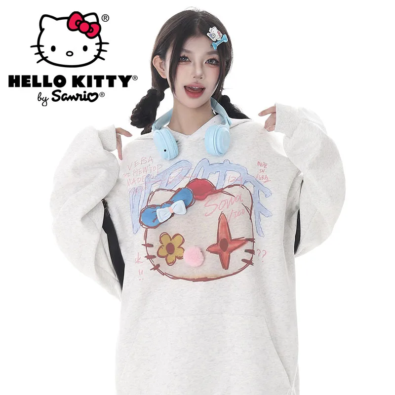 

Sanrio Hello Kitty Y2k Hoodies Woman Clothing Sweatshirts Coat Top Hood Ins Anime Kawaii Cute Autumn Winter Clothes All Match