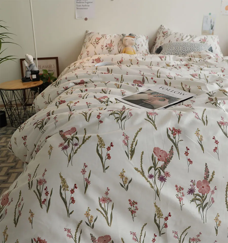 

Sweet pastoral flower bedding set,romantic lovelycotton twin full queen king home textile flat sheet pillow case duvet cover