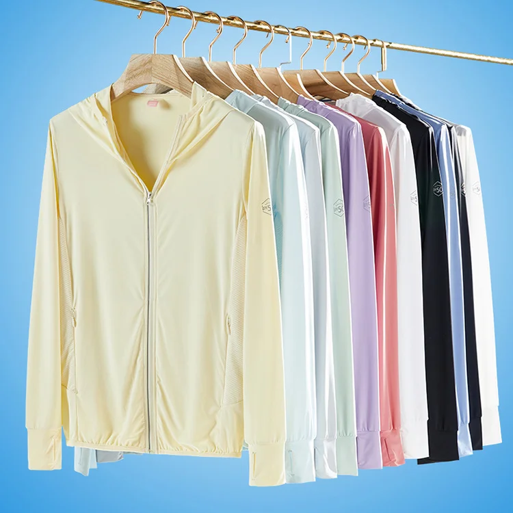 UPF50 + Ice Silk Sunscreen 2023 Summer New Men and Women Sunscreen Clothing Outdoor Thin Breathable Skin Coat Hooded Jacket