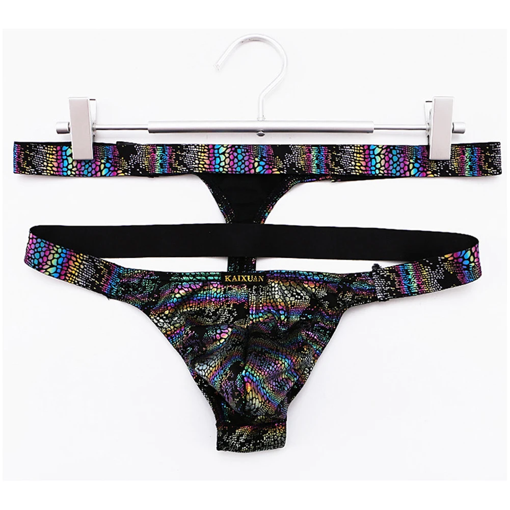 

Men Snake Pattern Pouch Panties Sexy Gay Man Slips Underwear Sissy Male Low Rise Panties Underpants Elastic Bikini Trunk