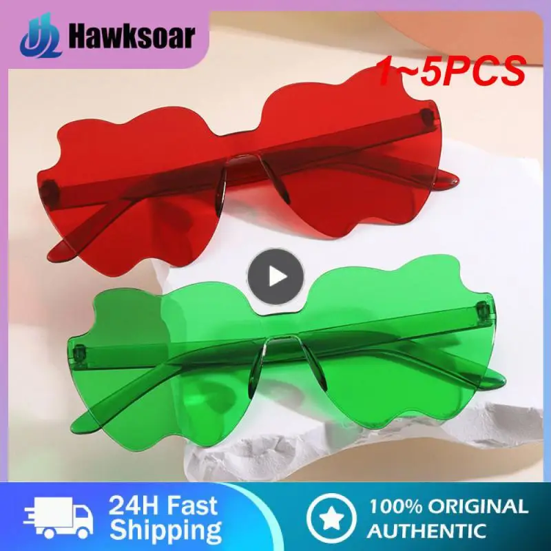 

Очки солнцезащитные женские в форме сердца, аксессуар от солнца без оправы, Модные прозрачные, карамельных цветов, 1-5 шт.