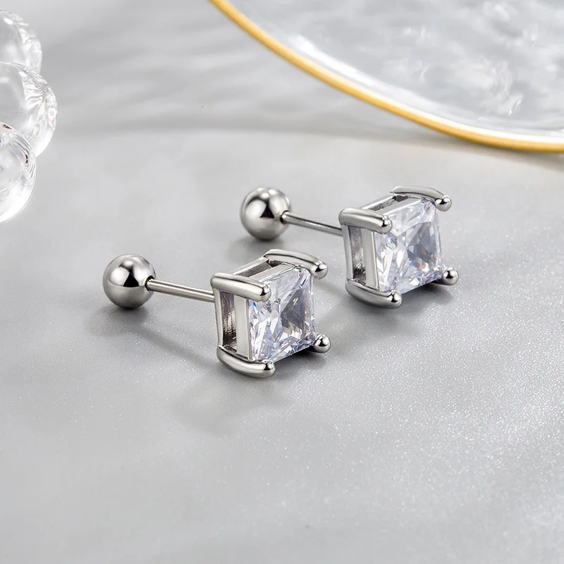 

Trendy Zircon Square Pircings Stud Earring For Women Fashion Wedding Party Jewelry Gift Pendientes eh665