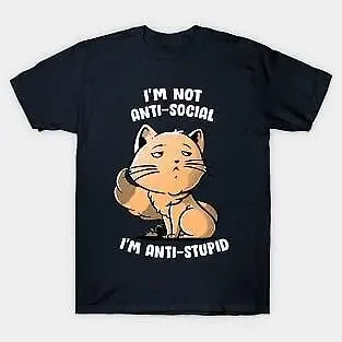 Хлопковая футболка в стиле унисекс с надписью I Not Anti-Social