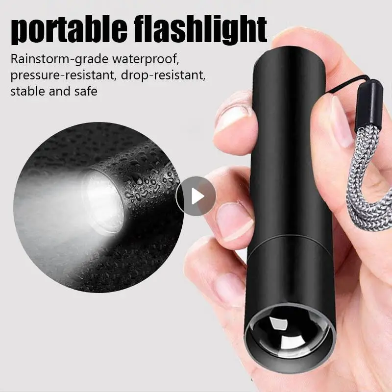 

Mini LED Flashlight Strong Light Rechargable 3 Lighting Modes Waterproof Telescopic Powerful Flashlight Outdoor Zoom Torches