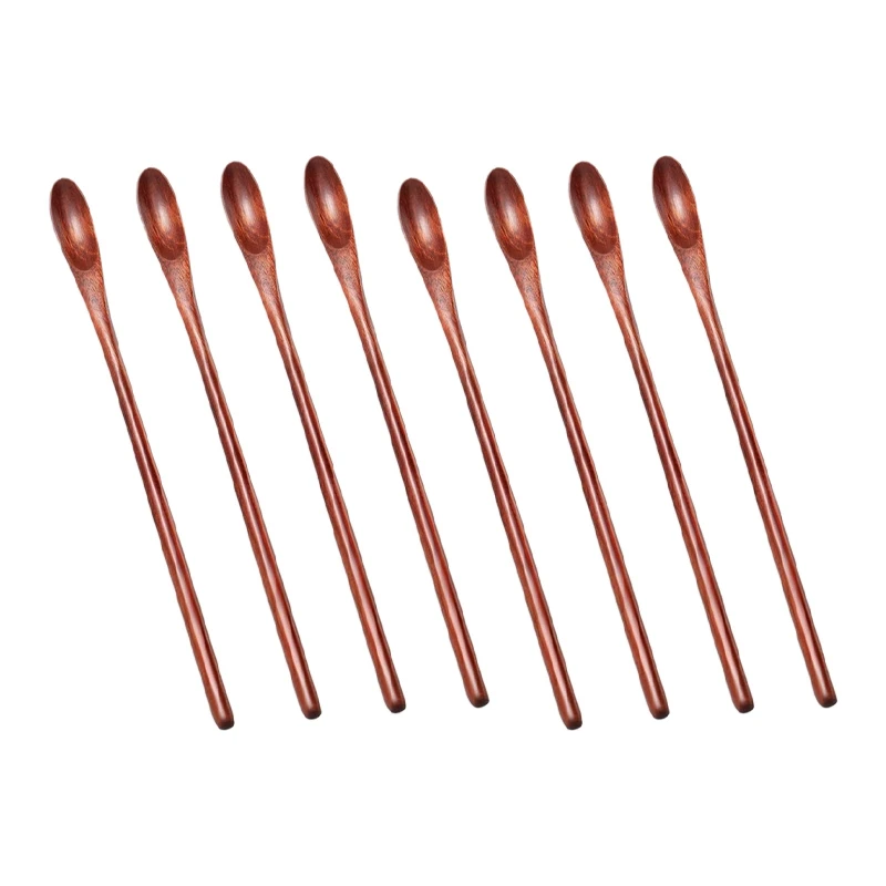 

Деревянные чайные ложки со льдом, маленькая ложка для перемешивания, Коктейльные ложки с длинной ручкой, деревянные кофейные ложки для смеш...