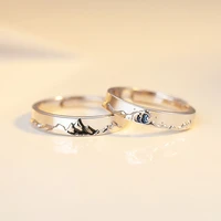 fashion couple mountain and sea rings for women man dainty adjustable rings love anniversary engagement jewelry gifts