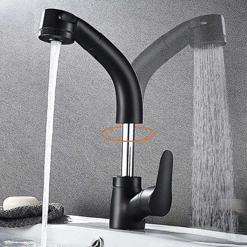 Латунный выдвижной смеситель для ванной комнаты поворот на 360 градусов два