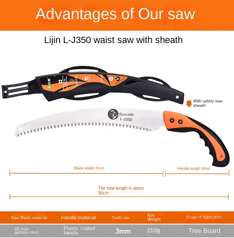 

Ручная пила Садовая садовая пила Деревообрабатывающая пила Пила для ветвей деревьев Открытая лесозаготовительная пила для талии Фруктовая ветка Ручная пила для фруктовых деревьев