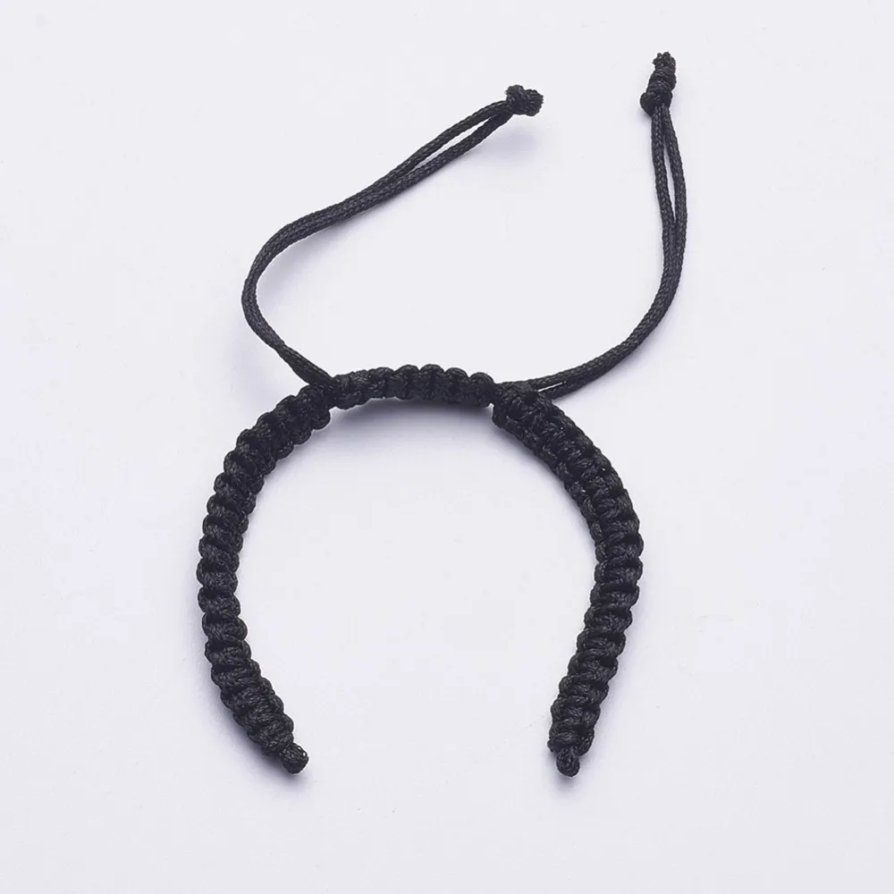 

1PC Braided Nylon Cord for DIY Bracelet Making Black 3-7/8inch~4-3/8inch(100~110mm) 5x2mm