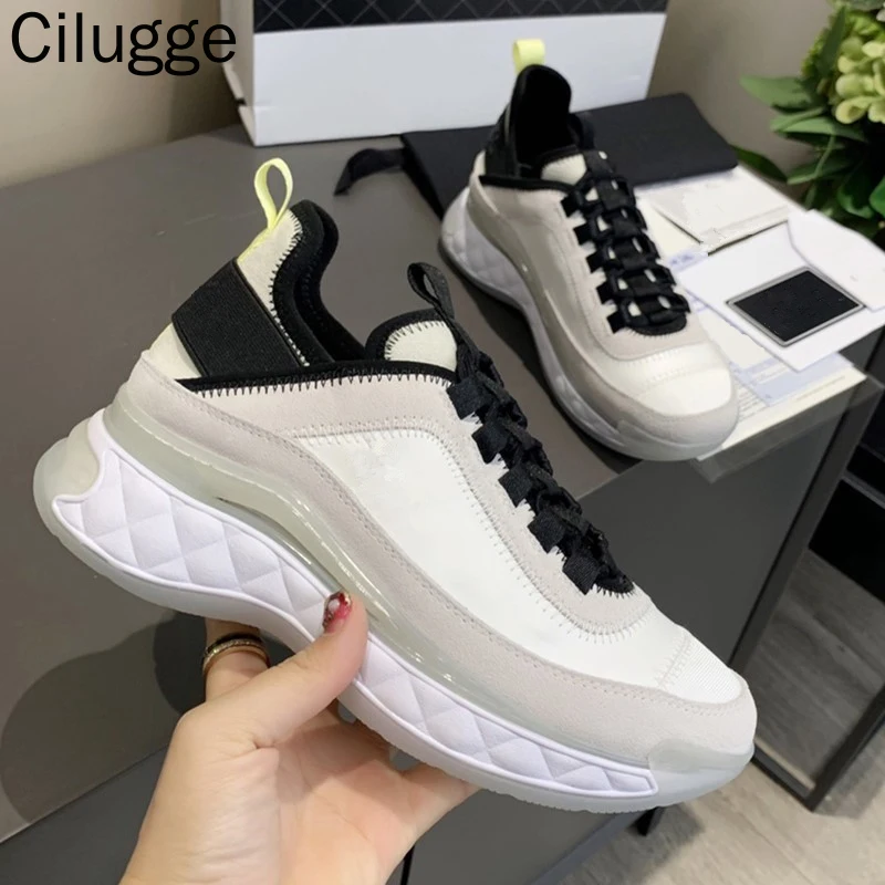 

Women Sneakers Casual New Genuine Leather Sneakers Flat Lace-up Air Cushion Lace-up Mesh Breathable Running Shoes Big Size 42