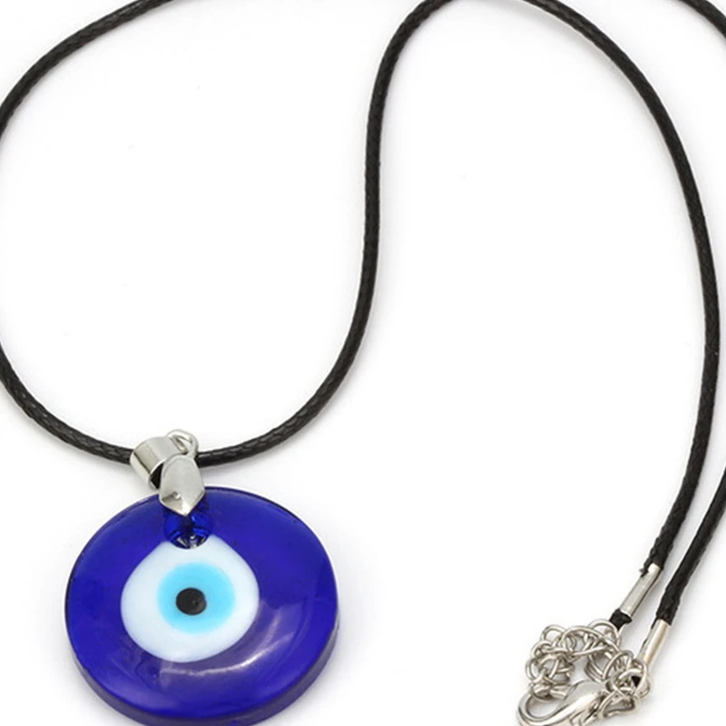 Exquisite Blue Glass Evil Eye Round Pendants Necklace Fashion Men Women Charms Necklace Accessories Creative Party Jewelry Gift images - 6