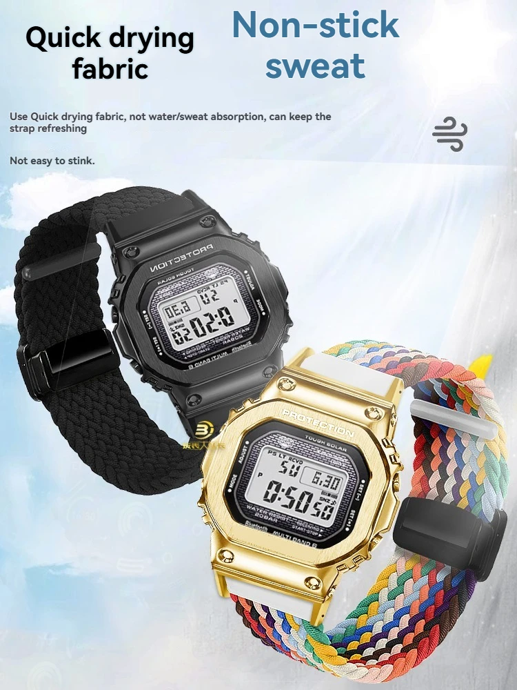 Фото Эластичный нейлоновый ремешок с быстрым снятием для Casio G-SHOCK GMW-B5000/GM-B2100 |   Прочный тканевый ремешок для замены браслета часов №4