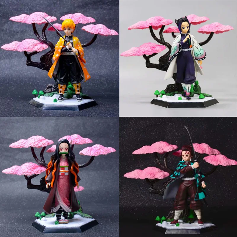 

Demon Slayer Kamado Tanjirou Kamado Nezuko Agatsuma Zenitsu Kochou Shinobu Figure Sakura Scene PVC Model Anime Character Gift