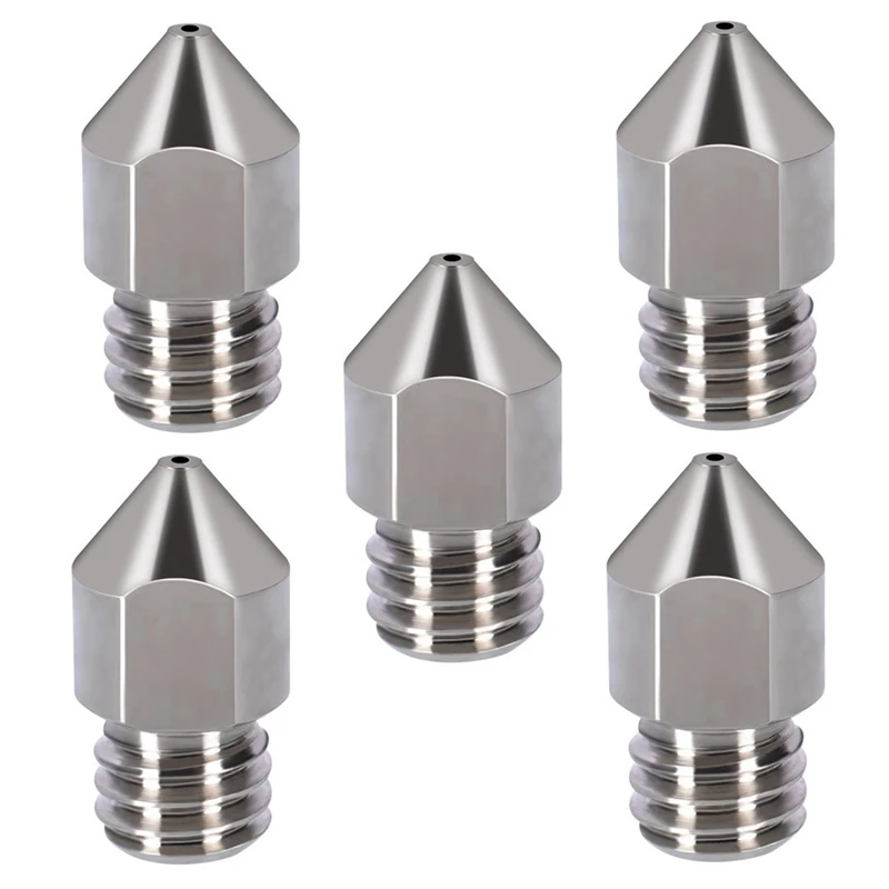 

5PCS for 3D Printer High Temperature Resistant M6 Thread TC4 Titanium Alloy Nozzle, for MK7/8 CR 10 / Ender 3/5(0.4mm)