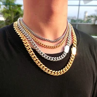 6 12mm hip hop golden curb cuban link chain necklace for men women stainless steel circular grinding bracelet fashion jewelry