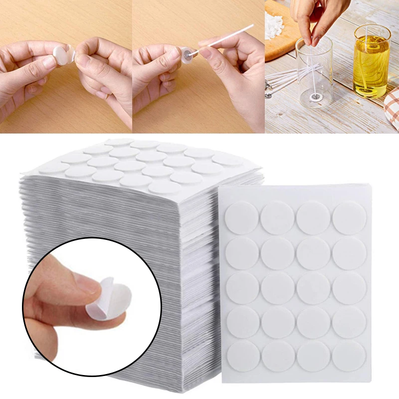 

400Pcs DIY Making Accessories Candle Wick Stickers Heat Resistance Base Fixed Decals Double-Sided Handmade 15/20MM*1MM