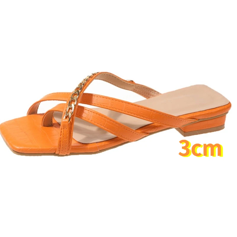 

Women's Casual Chain Platform Slippers 2023 Summer New Designer Slingbacks High Heels Shoes Outside Flip Flops Zapatos De Mujer