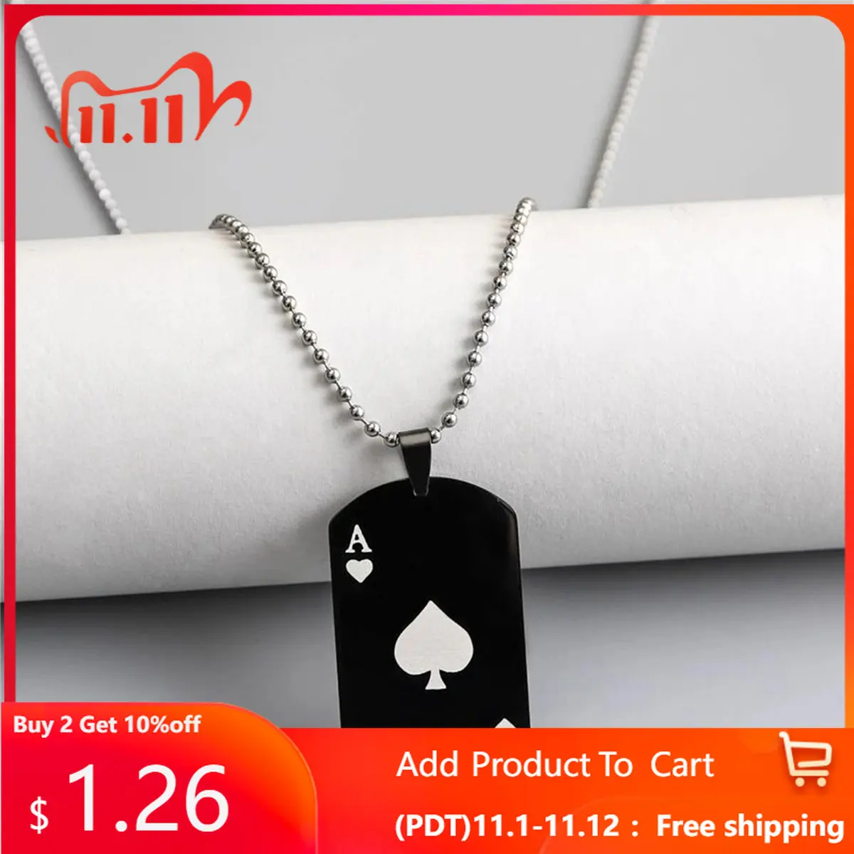 

Playing Card Ace of Spades Heart Pendant Necklace Necklaces Women Sweater Chain Fashion Jewelry collares para mujer colgantes