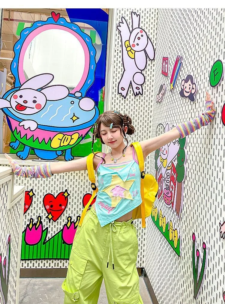 Летняя разноцветная майка для девочек новинка сексуальный женский топ с милыми