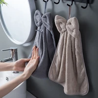 coral fleece hand towel bowknot super absorbent microfiber soft quick dry efficient clean rags dish cloth kitchen bathroom tools