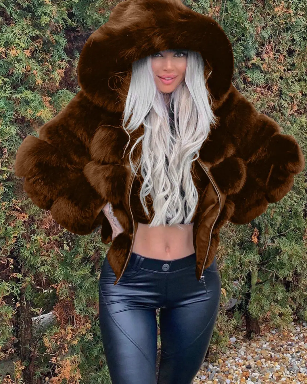 Rabbit Imitation Fur Winter Grass Mink Faux Fur Coat Ladies Artificial Fur Hooded Soft S-3XL Large 2023 Women's Jacket Red