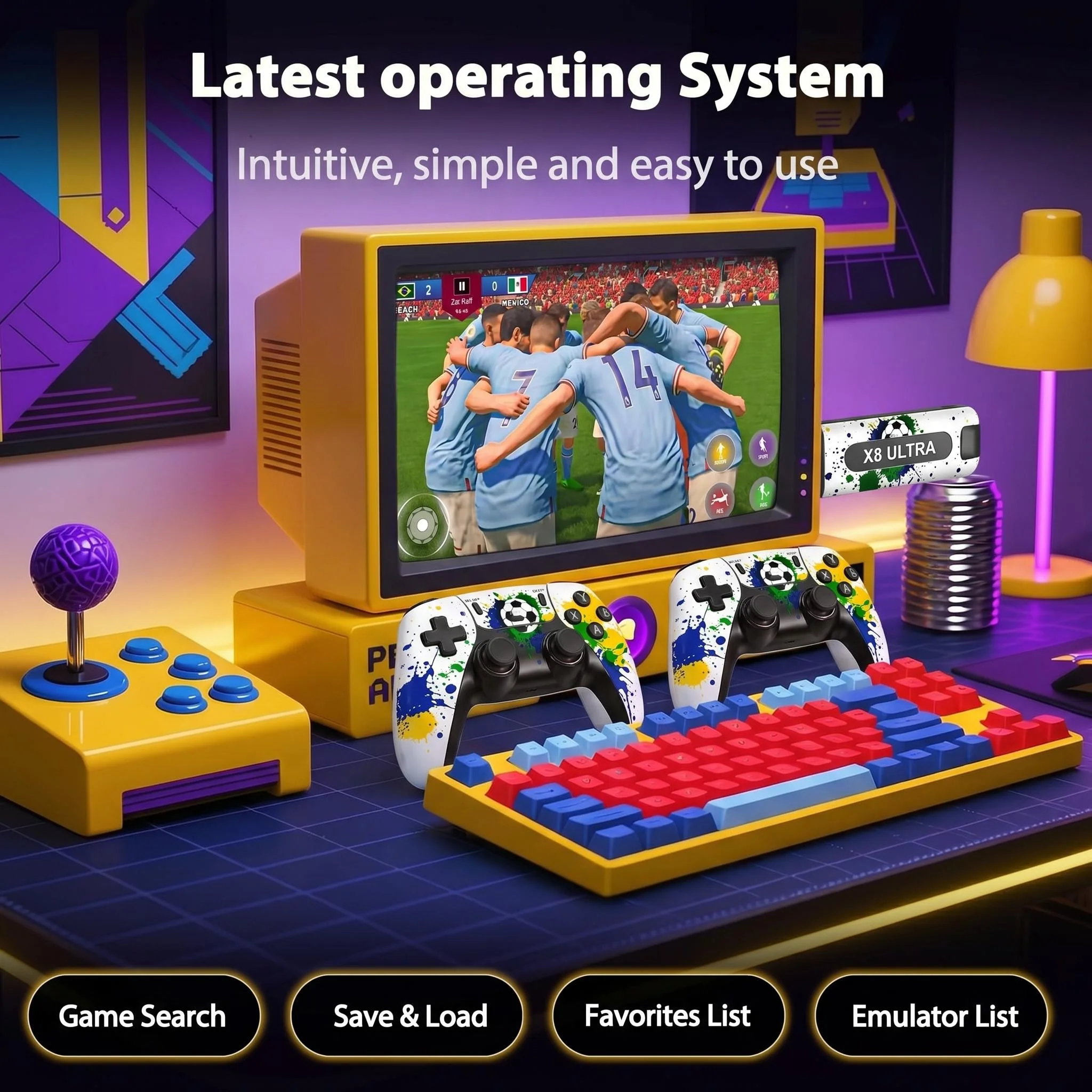Фото Игровая консоль X8 Ultra Football Custom Game Stick 4K HDMI Retro: подключи и играй, встроенные 50000+ классических игр, не нужно загружать системы. №2