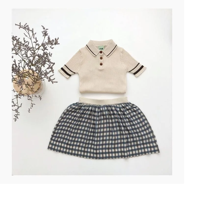 Knitted Top 2022 Spring And Summer New Lapel Children's Short-Sleeved Soft And Comfortable Knitted T-shirt Children's Clothing