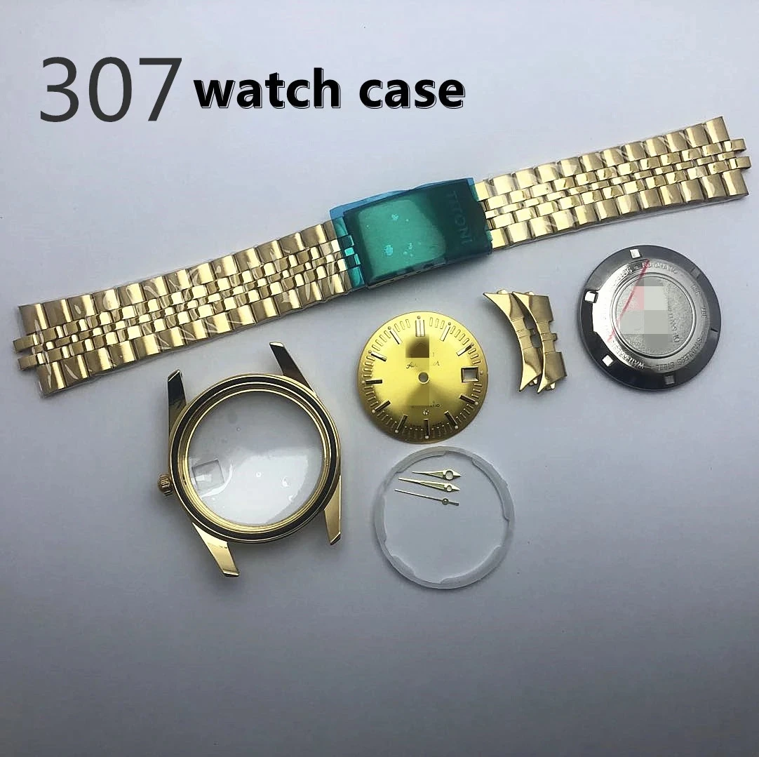 

34.5mm Watch Case Accessories Set Stainless Steel Case Strap 307 Series for Mens Suitable 2783 2824-1 Red Date Circle Movements