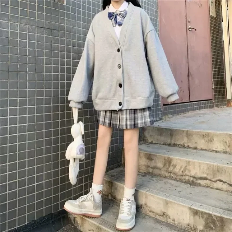 Куртки в японском стиле для женщин Kawaii свободная осенне-зимняя куртка JK школьниц