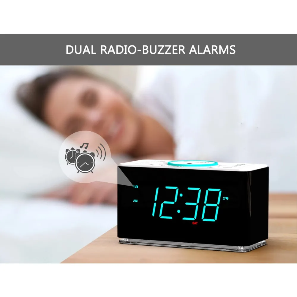 15W Wireless Ultra Fast Charging Dual Alarm Radio with Bluet