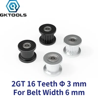 gktools gt2 2gt 16 teeth synchronous timing wheel idler pulley bore 3mm with bearing for 3d printer accessories 6mm belt