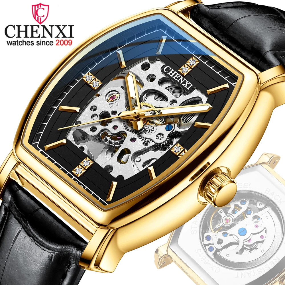 

2022 Chenxi New Watch Luxury Men Automatic Mechanical Tourbillon Clock Leather Waterproof Male Business Wrist Relogio Masculino