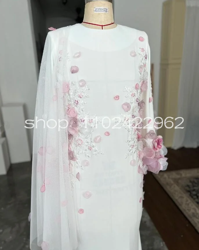 2024 Модные свадебные платья из малая с длинным рукавом 3D цветочные Nikahjohor