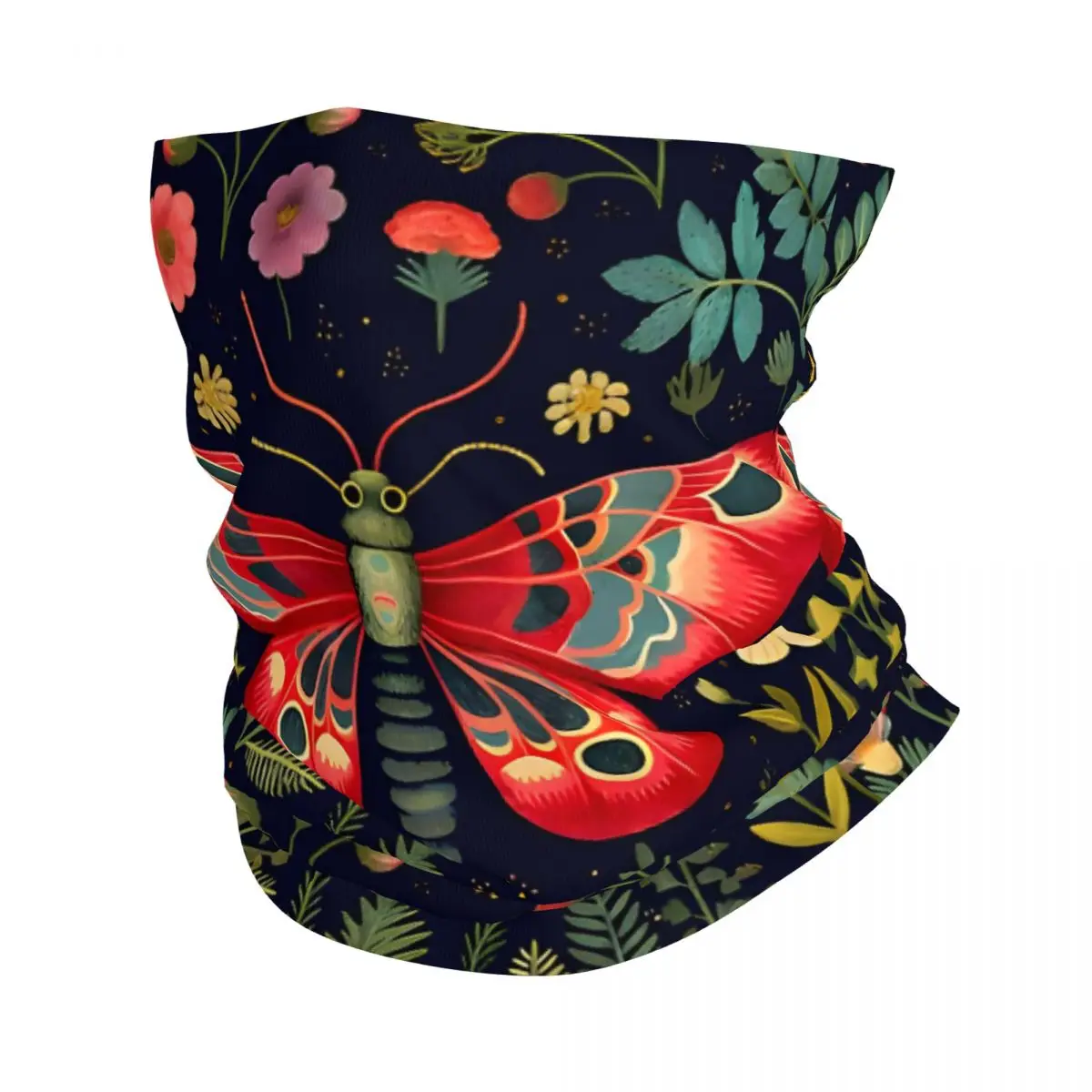 Тонкая бандана Red Moth In Night Garden шейный платок шарф повязка на голову чехол