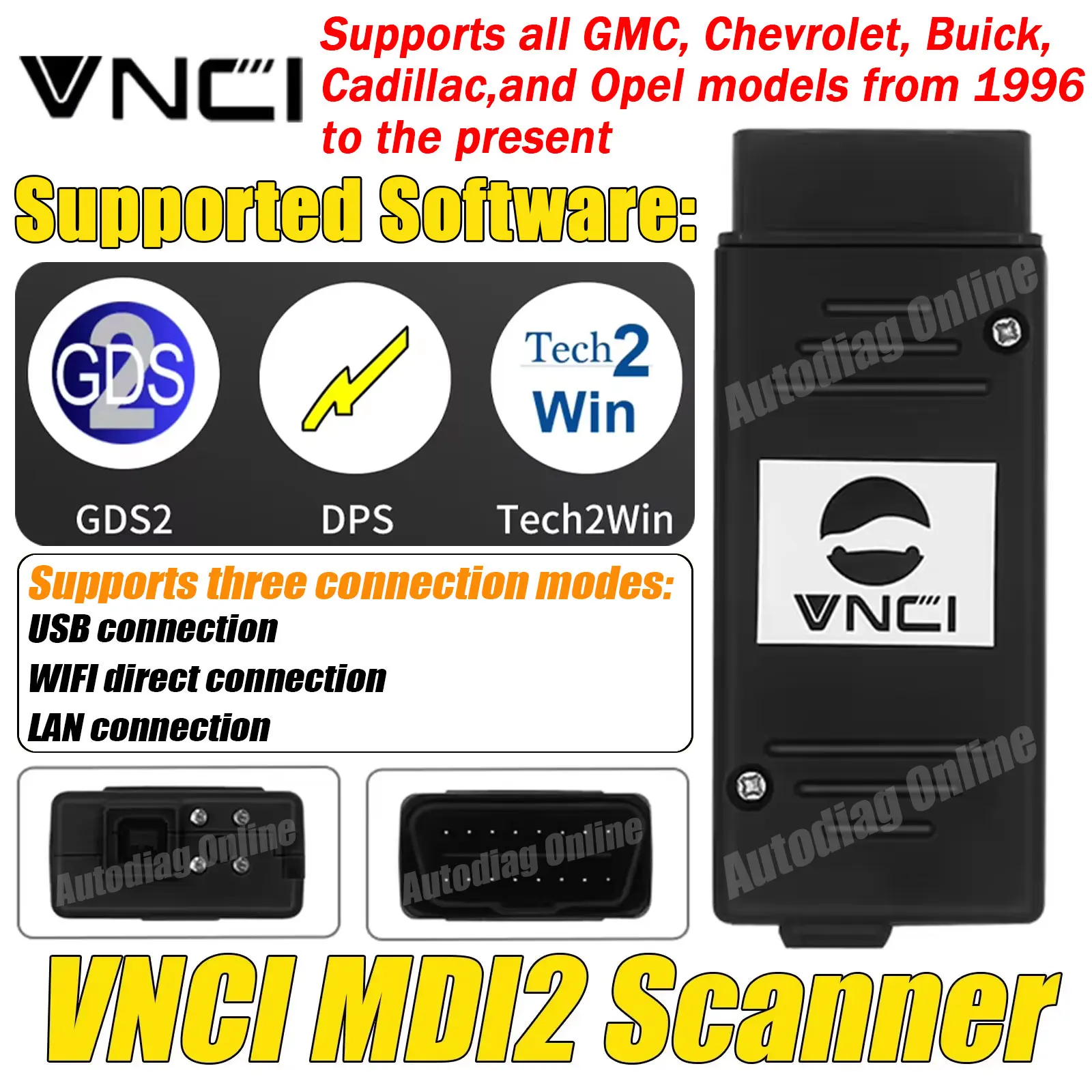 Фото Сканер VNCI MDI2 для GM с поддержкой модуля CAN FD/DoIP, совместимый с автоматическим сканером TLC, GDS2, DPS, Tech2win №1